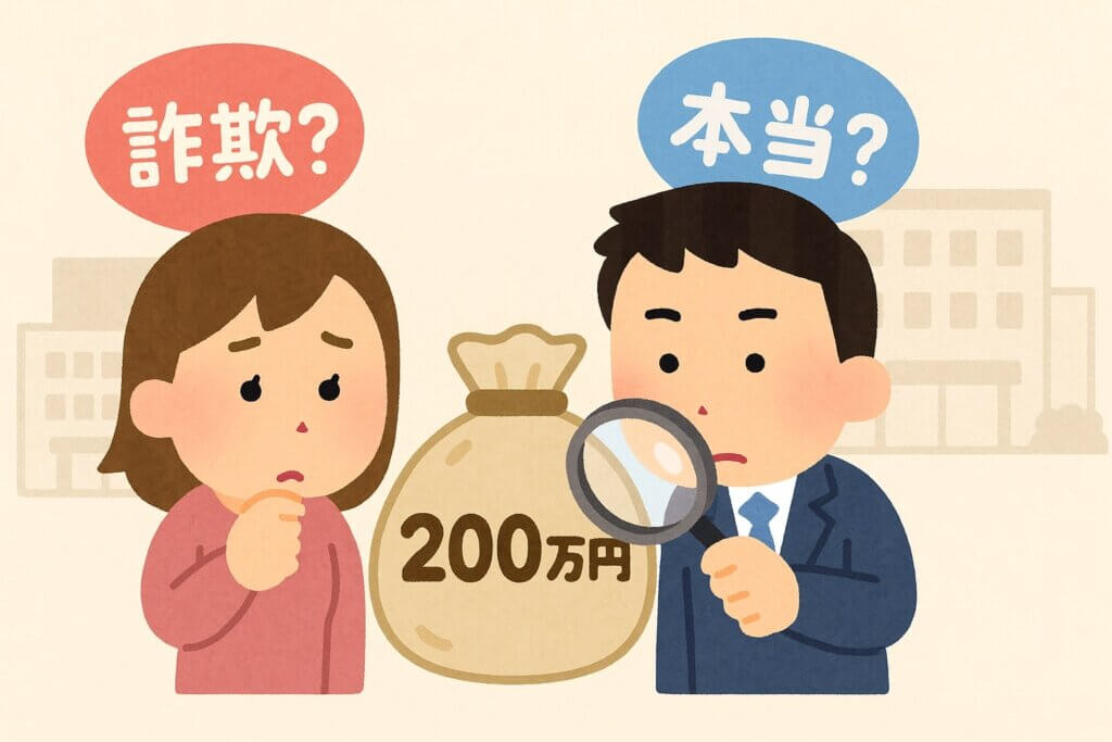 「退職給付金で200万円もらえる」は本当？詐欺や怪しい情報に注意して正しく理解する方法