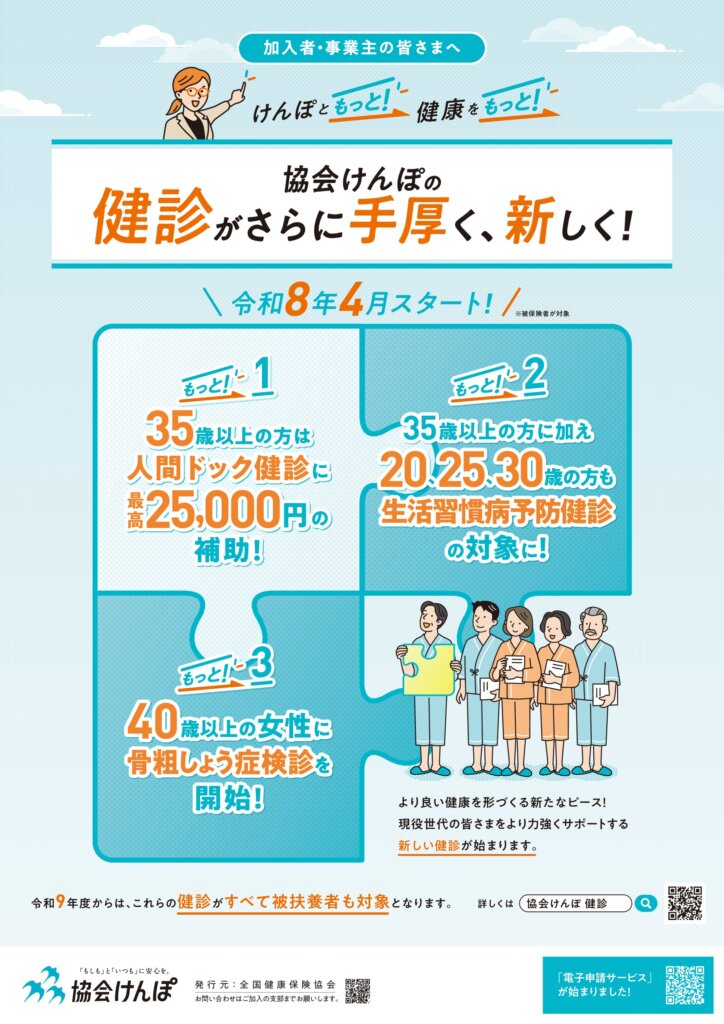 【2026年4月開始】協会けんぽの健診がリニューアル｜人間ドック補助・若年層健診・骨粗しょう症検診を徹底解説